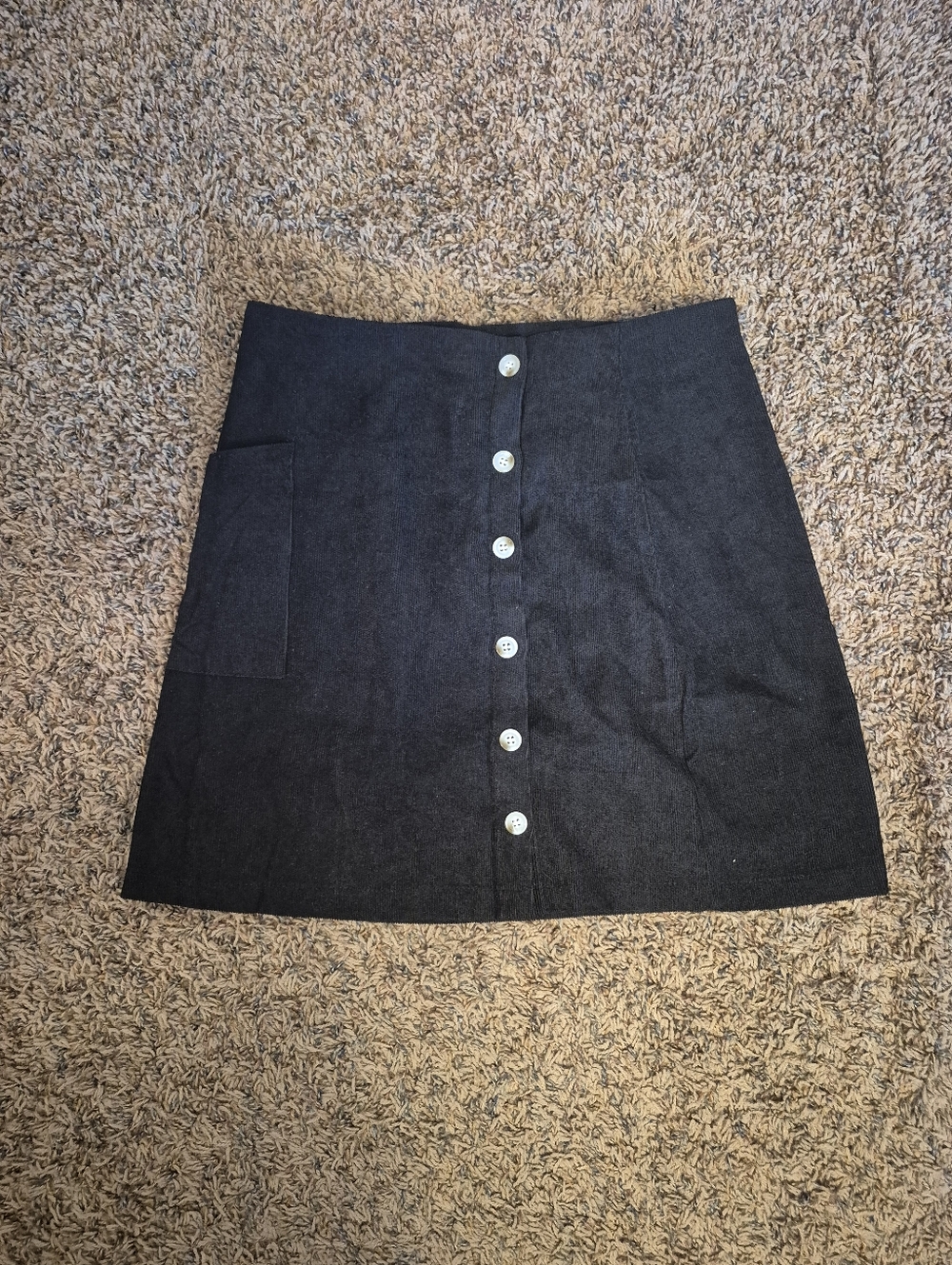 Black Corduroy Button Mini Skirt Size Small